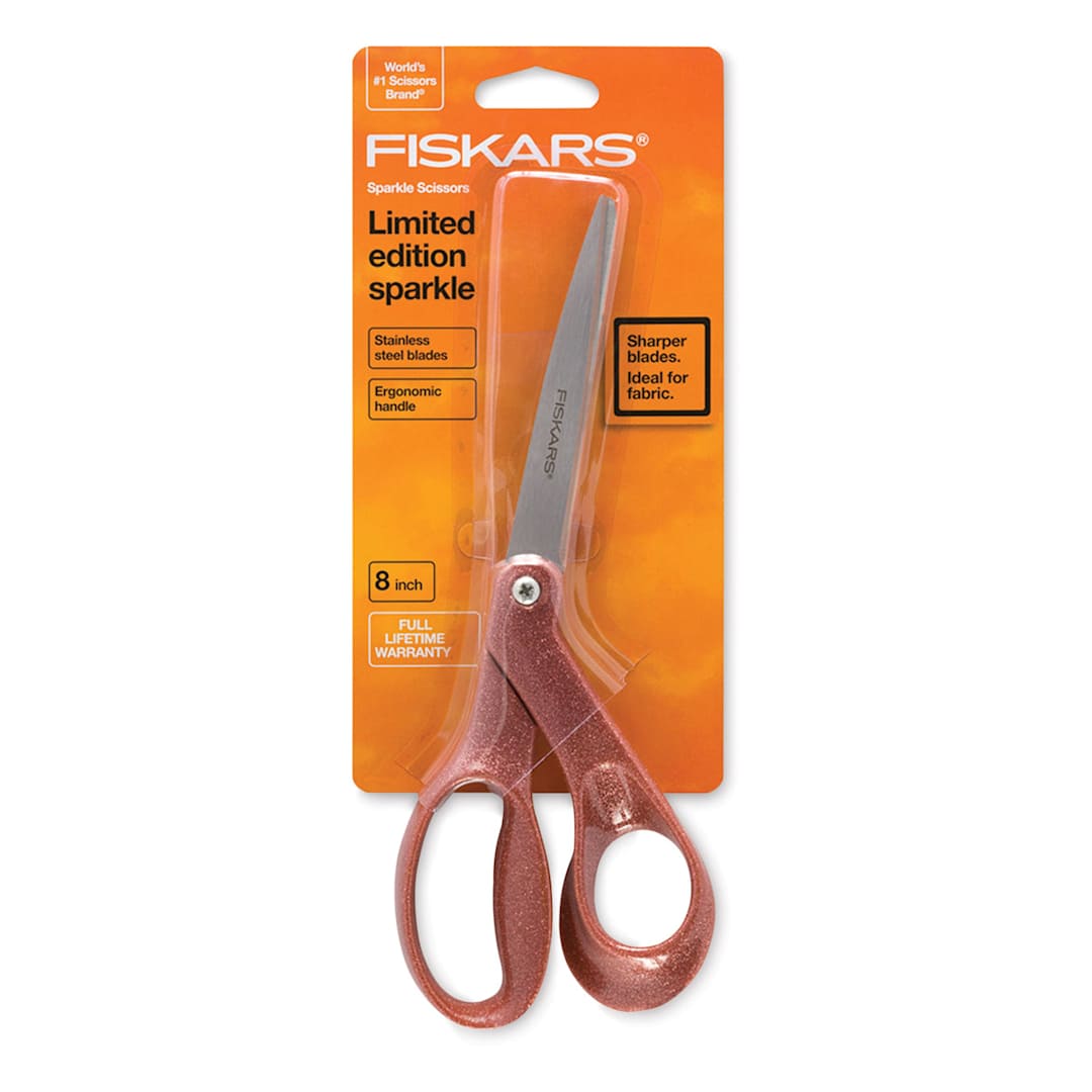 Open in modal - Fiskars Sparkle Scissors - Front view of Blister package for Copper colored Scissors
