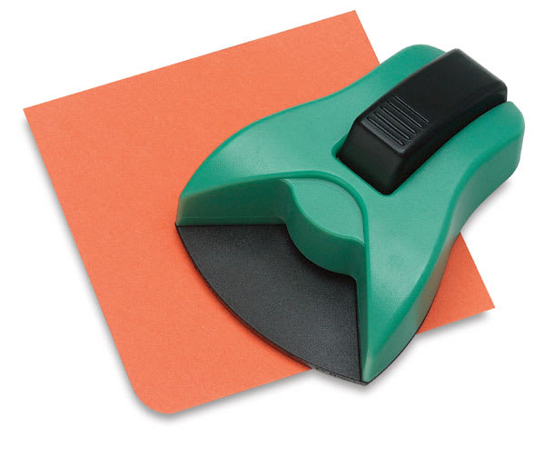 Open in modal - Marvy Uchida Corner Rounding Punch - Punch shown on rounded sheet of paper
