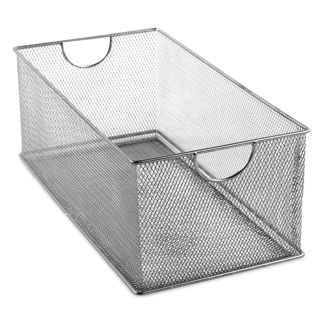 Open in modal - Design Ideas MeshWorks Stacking Bin - Silver, 8" x 14"