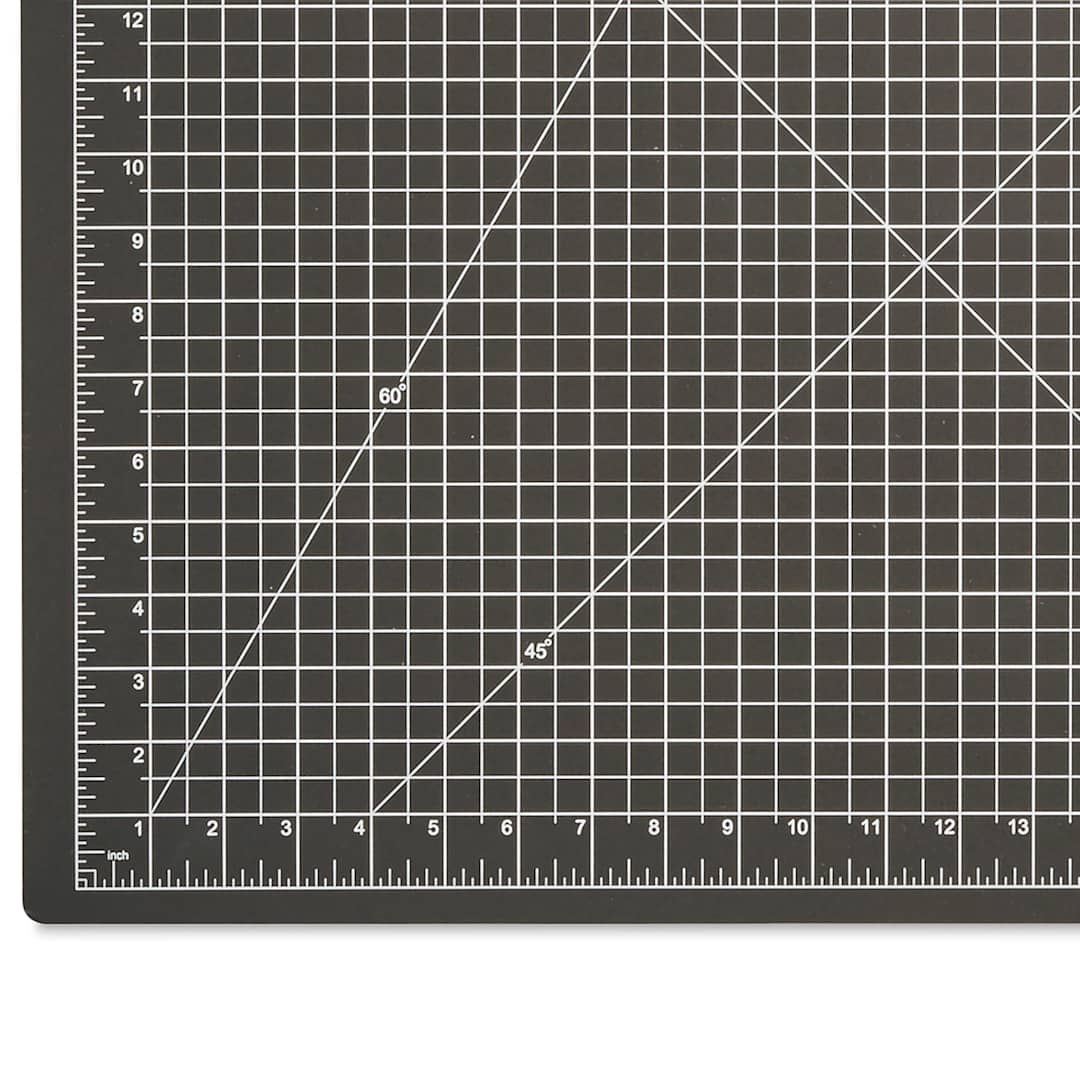 Open in modal - Dahle Self-Healing Cutting Mats - Closeup of corner of Black Mat showing gridlines