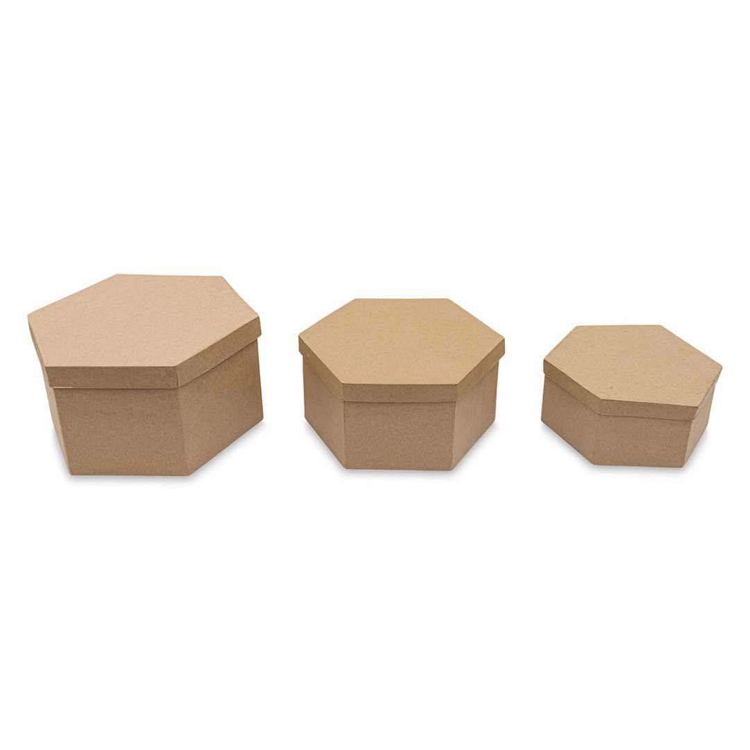 Open in modal - Paper Mache Box Set - Hexagon, Set of 3