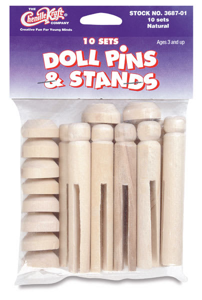 Open in modal - Creativity Street Doll Pins - Package of 20 Doll Pins with stands

