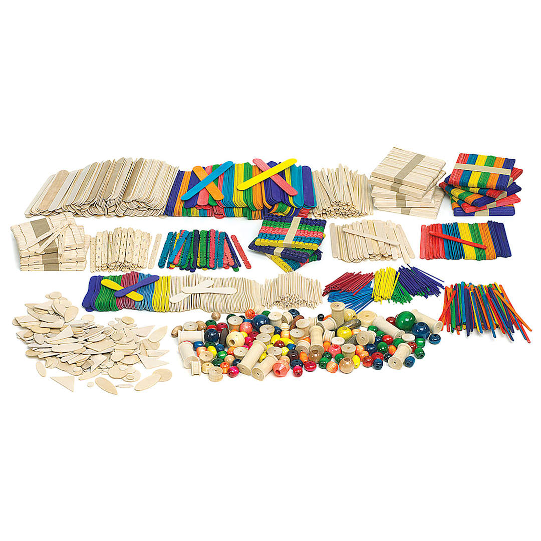 Open in modal - Wood Crafts Classroom Activities Box - Components of Assortment shown