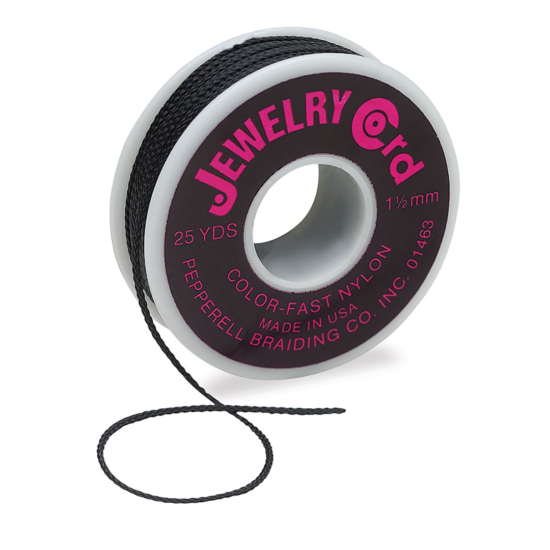 Open in modal - Nylon Jewelry Cord - Side view of Black Cord Spool