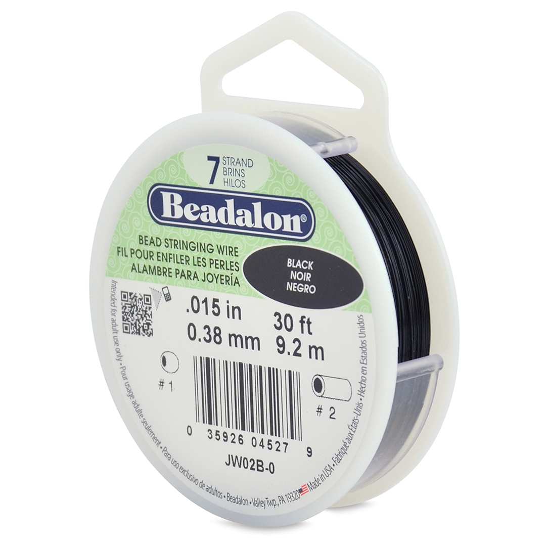 Open in modal - Beadalon 7 Strand Stringing Wire - Angled view of spool of Black wire