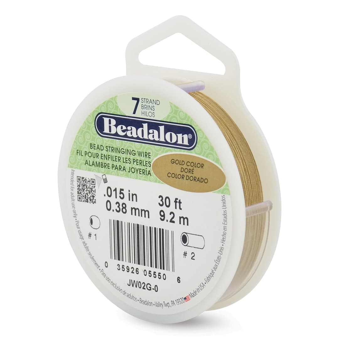 Open in modal - Beadalon 7 Strand Stringing Wire - .015" x 30 ft, Gold
