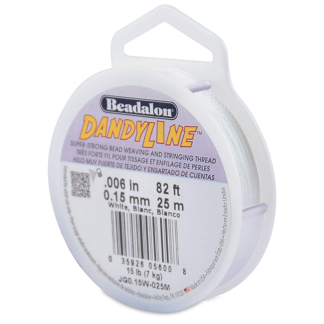 Open in modal - Beadalon Dandyline Synthetic Beading Thread - 0.15 mm, White, 25 m