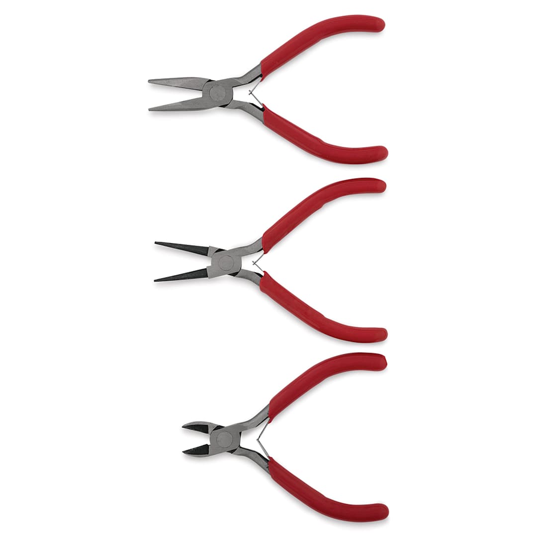 Open in modal - Beadalon Econo Pliers Tool Kit - 3 pliers shown open and horizontally
