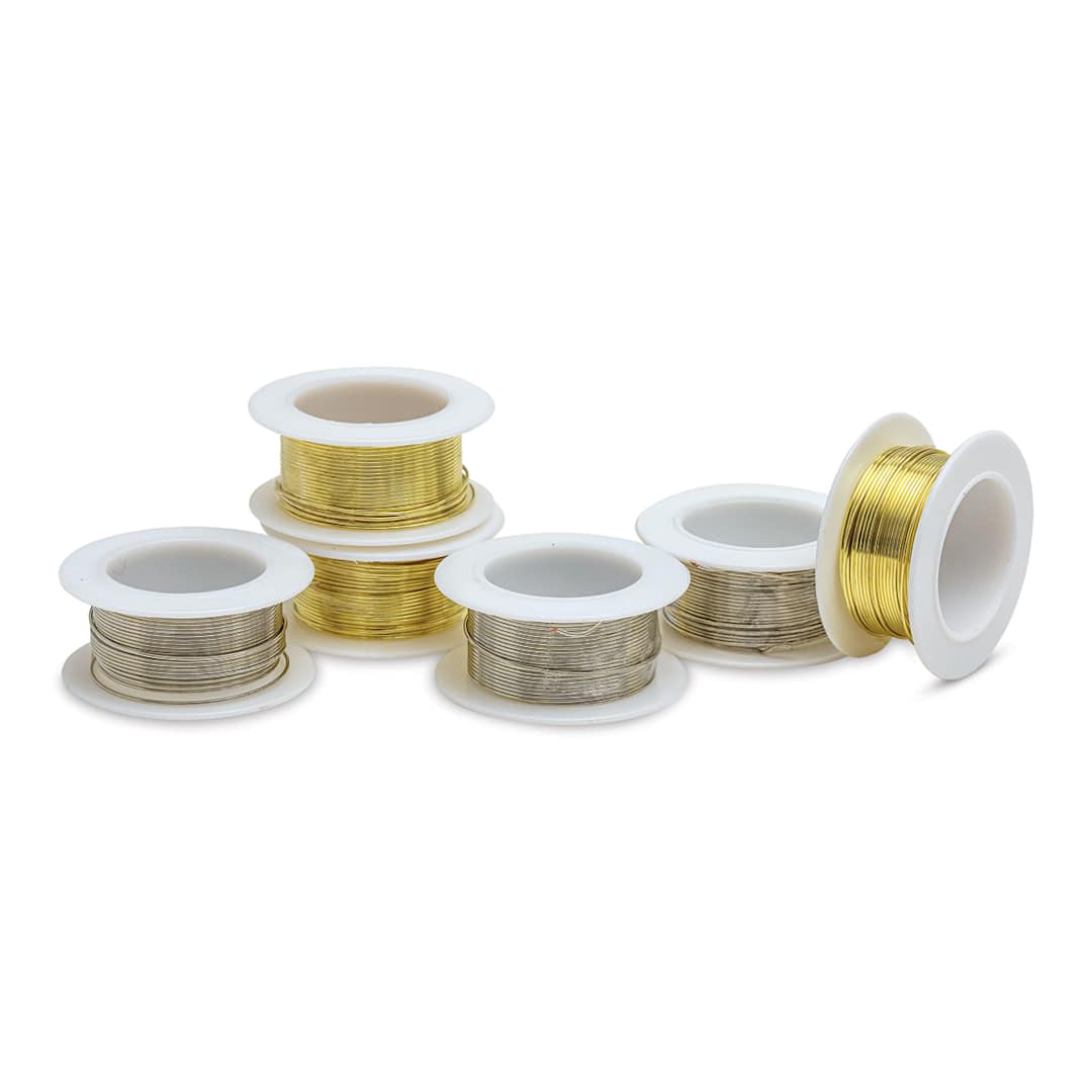 Open in modal - Colored Copper Wire Pack - 22 Gauge x 15 ft, Gold and Silver, Set of 6