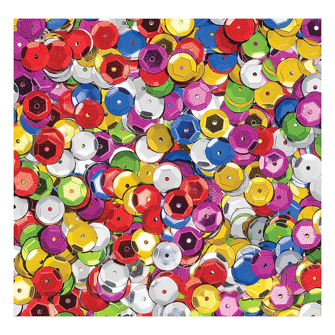 Open in modal - Creativity Street Cupped Sequins - Assorted Colors, 8 mm, 1 oz - close-up of sequins