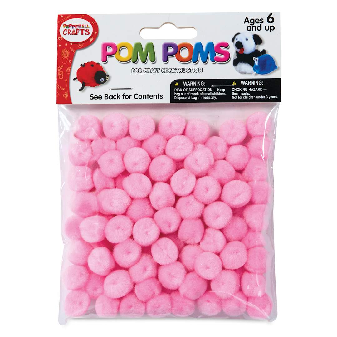 Open in modal - Pepperell Craft Pom Poms - Pkg of 100, 1/2", Light Pink front of packaging