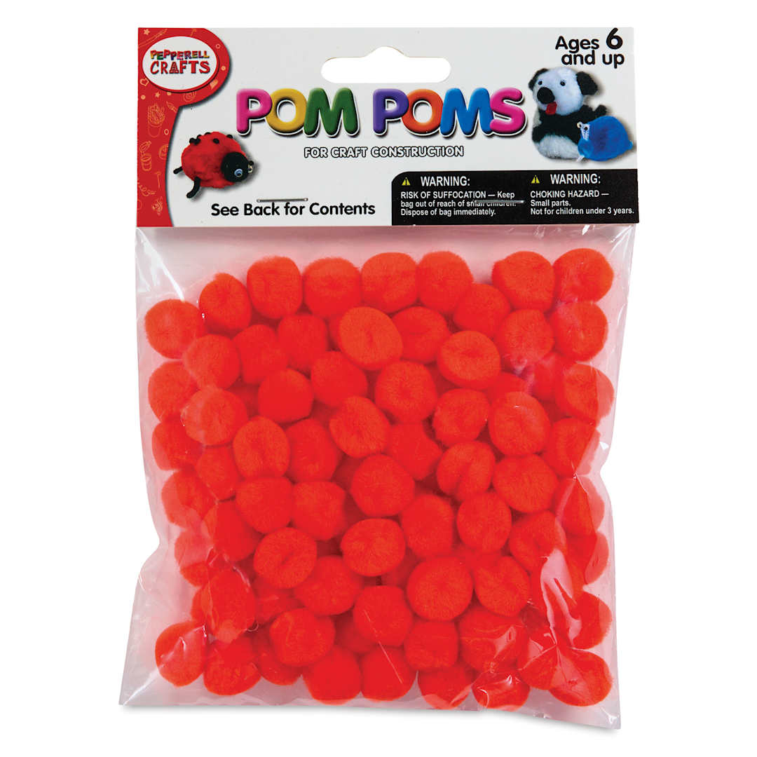 Open in modal - Pepperell Craft Pom Poms - Pkg of 100, 1/2", Orange