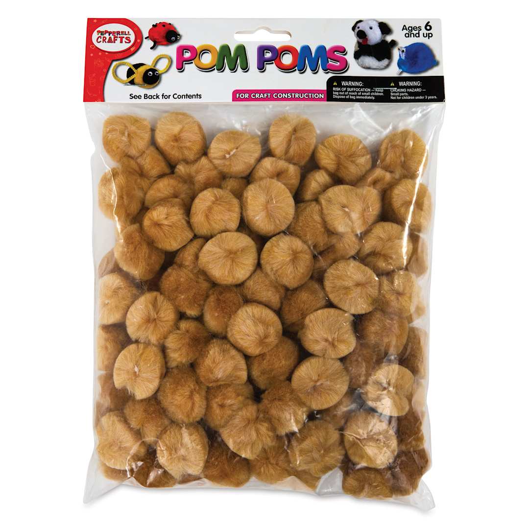 Open in modal - Pepperell Craft Pom Poms - Pkg of 100, 1", Beige front of packaging