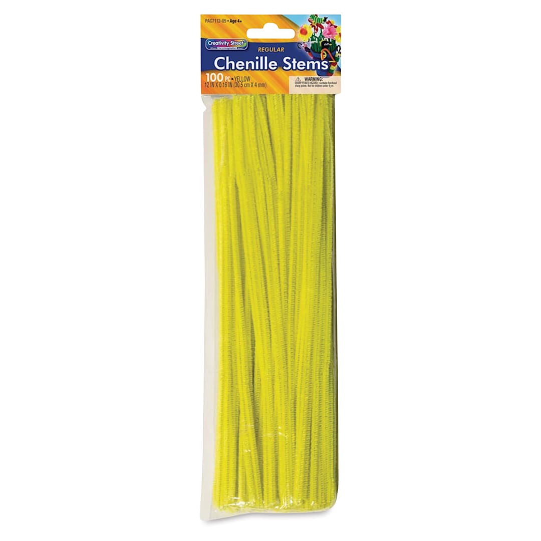 Open in modal - Creativity Street Craft Stems - 4 mm x 12", Pkg of 100, Yellow - front of packaging