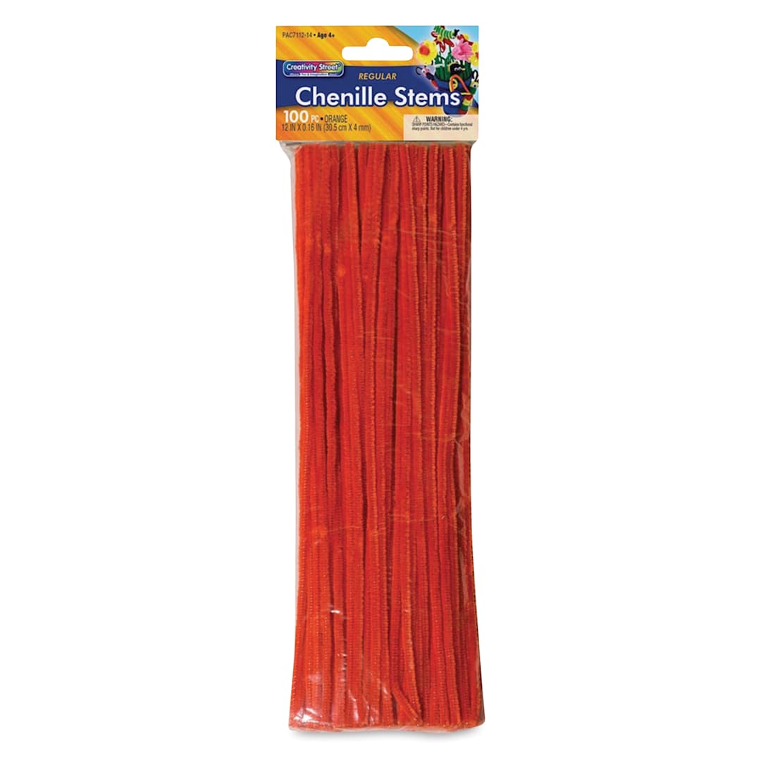 Open in modal - Creativity Street Regular Chenille Stems - 4 mm x 12", Pkg of 100, Orange