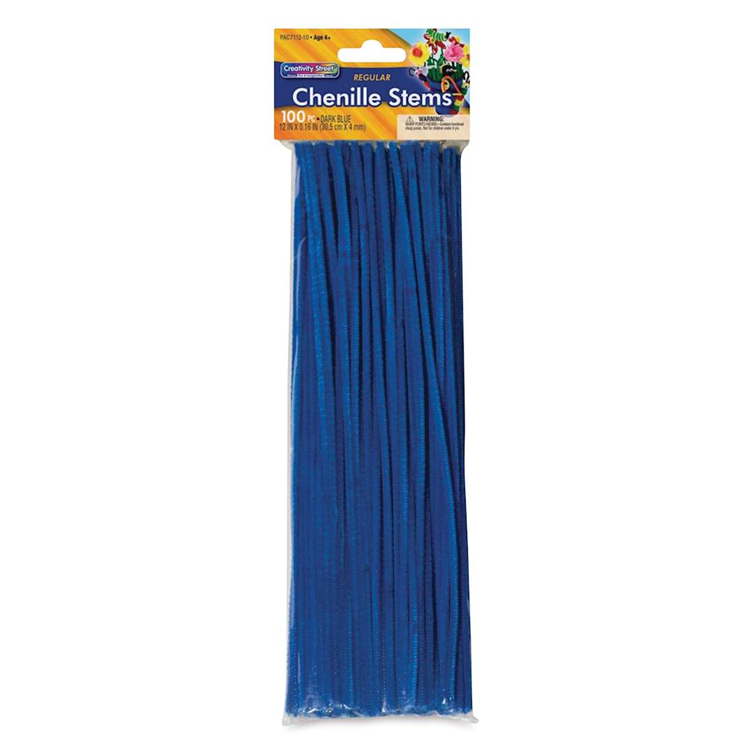 Open in modal - Creativity Street Craft Stems - 4 mm x 12", Pkg of 100, Dark Blue - front of packaging