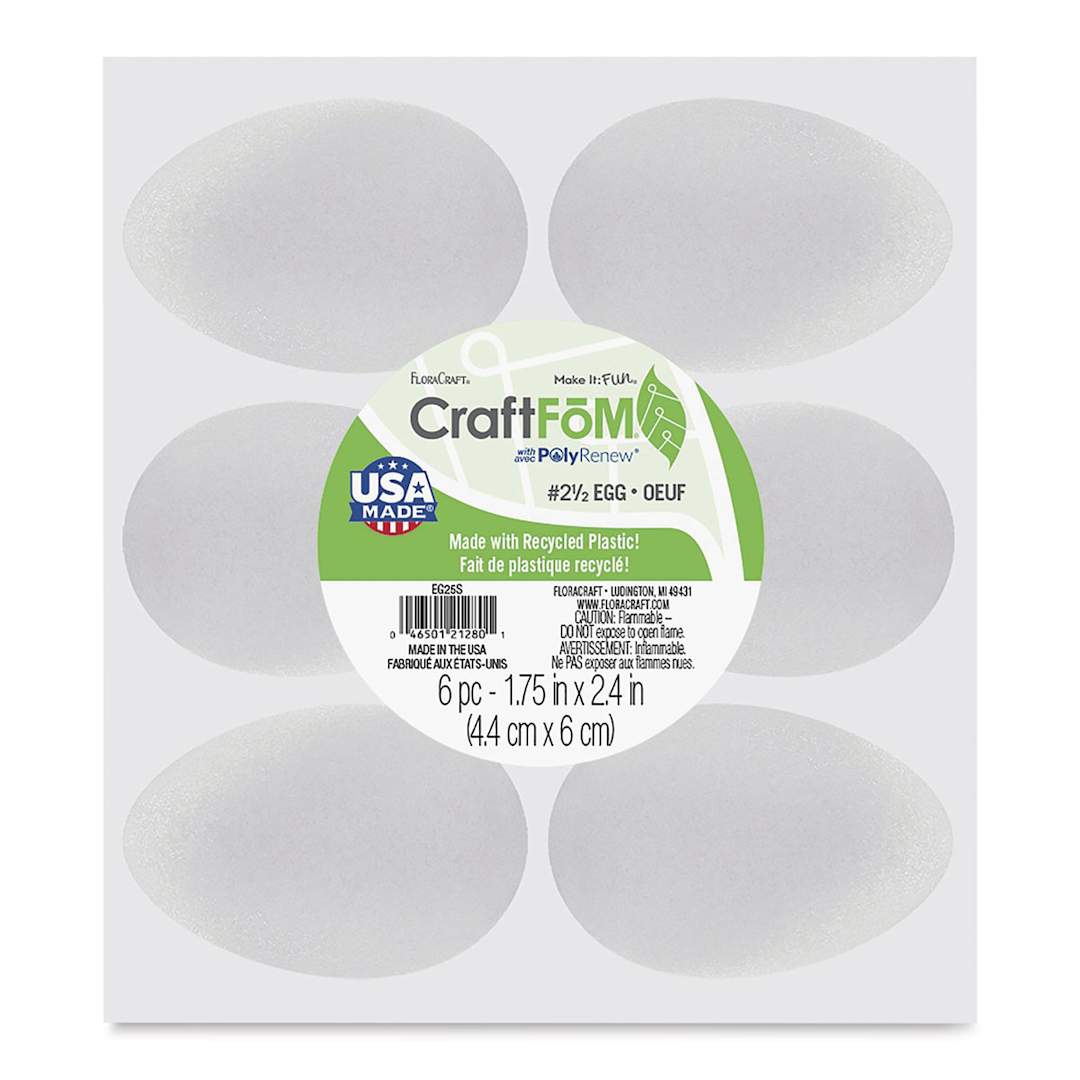 Open in modal - FloraCraft CraftFōM Blocks and Shapes - 1.75" x 2.4", Egg (Hen), Pkg of 6