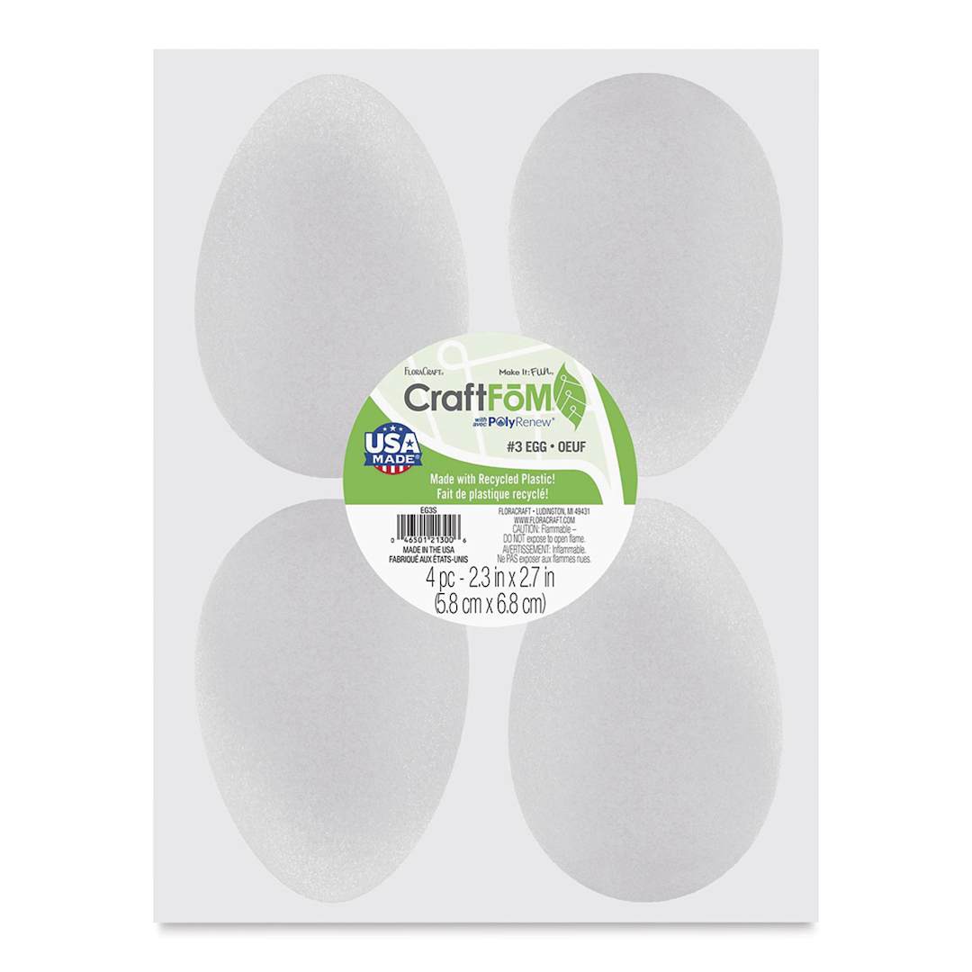 Open in modal - FloraCraft CraftFōM Blocks and Shapes - 2.3" x 2.7", Egg (Duck), Pkg of 4 - front of packaging
