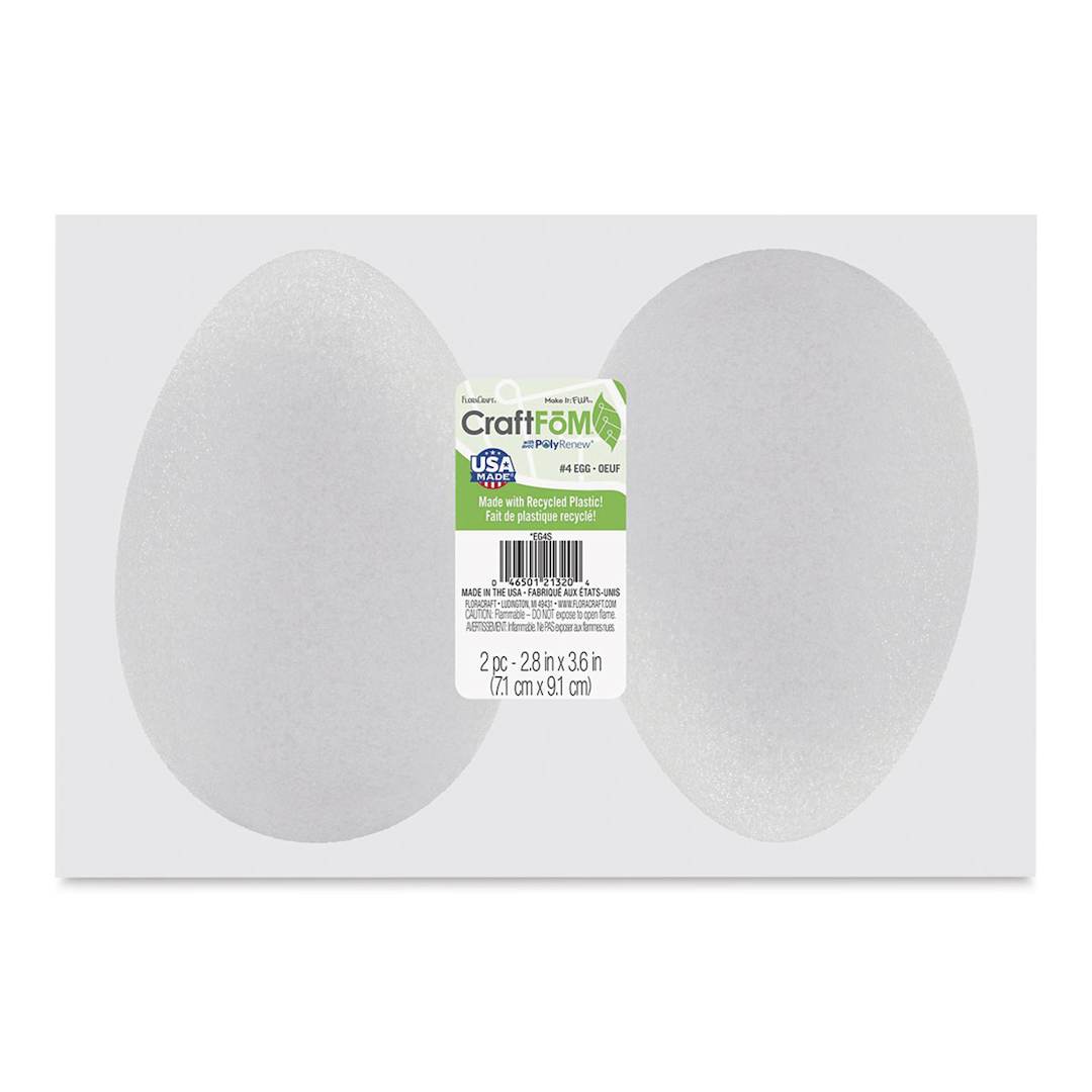 Open in modal - FloraCraft CraftFōM Blocks and Shapes - 2.8" x 3.6", Egg (Goose), Pkg of 2 - front of packaging