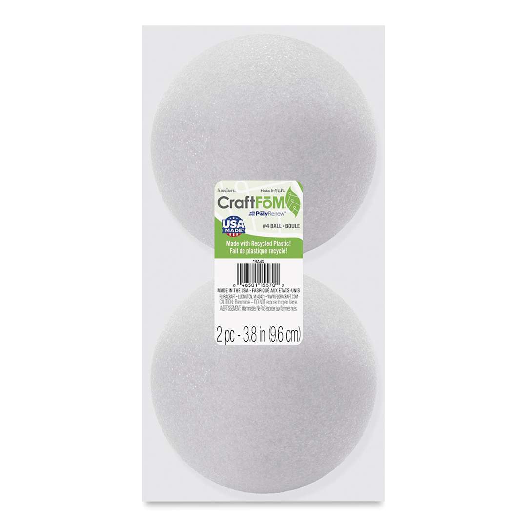 Open in modal - FloraCraft CraftFōM Blocks and Shapes - 4" diameter, Ball, Pkg of 2 - front of packaging
