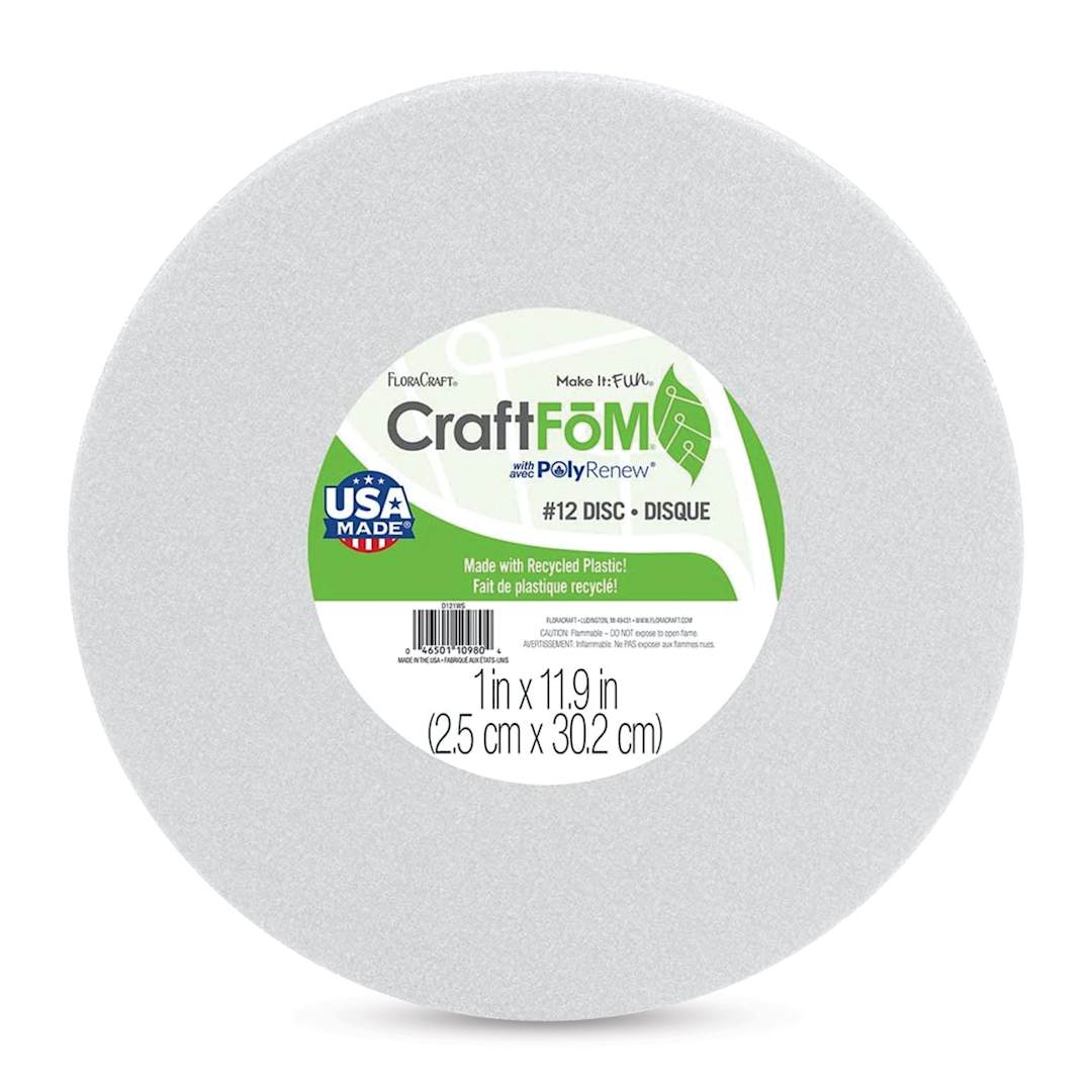 Open in modal - FloraCraft CraftFōM Blocks and Shapes - Disc, 1" x 11.9", with packaging label