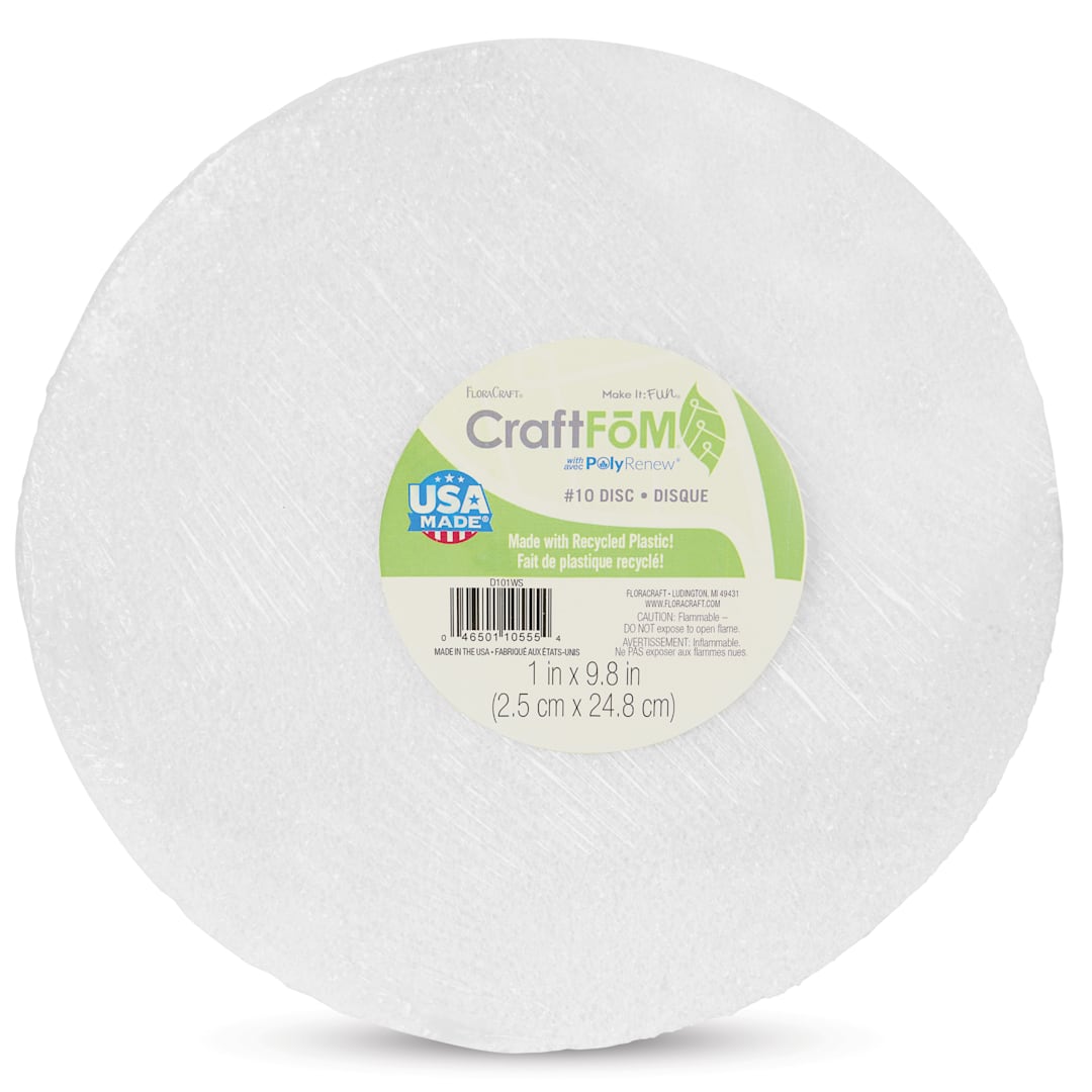 Open in modal - FloraCraft CraftFōM Blocks and Shapes - Disc, 1" x 9.8" - front of packaging