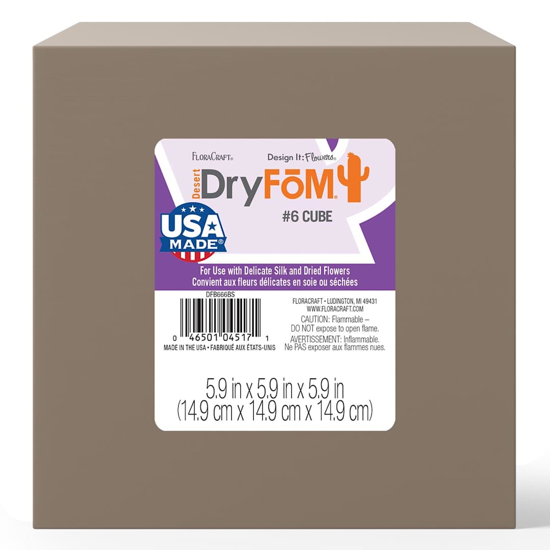 Open in modal - Desert DryFoM Floral Foams 6" x 6" x 6" Block - Brown
