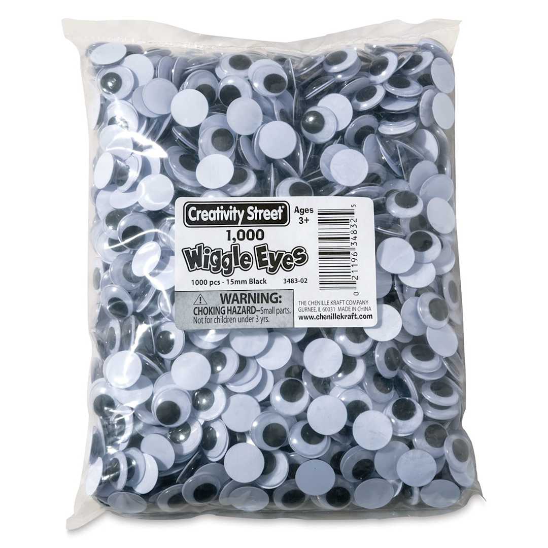 Open in modal - Creativity Street Wiggle Eyes - Black, 15 mm, Round, Package of 1000