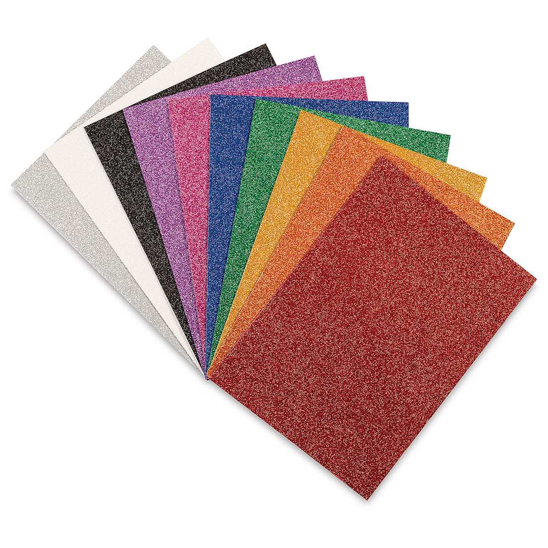 Open in modal - Creativity Street WonderFoam Sheets -  10 sheets of Glitter Colors shown in fan