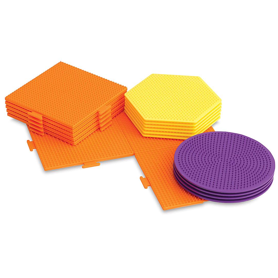 Open in modal - Perler Fused Bead Pegboard - Basic Shapes, Large, Set of 18, contents laid out