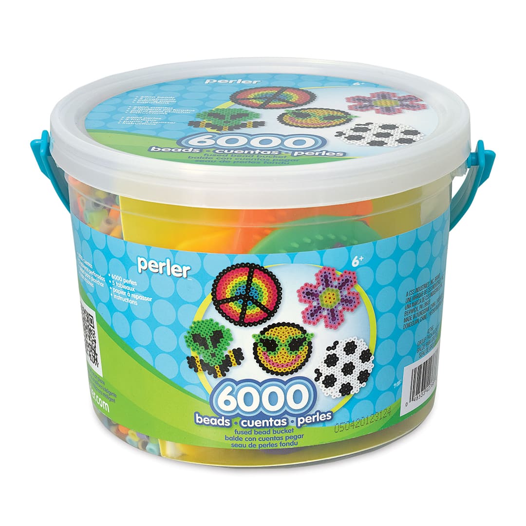 Open in modal - Perler Basic Fused Bead Kit - Front view of bucket package of Beads