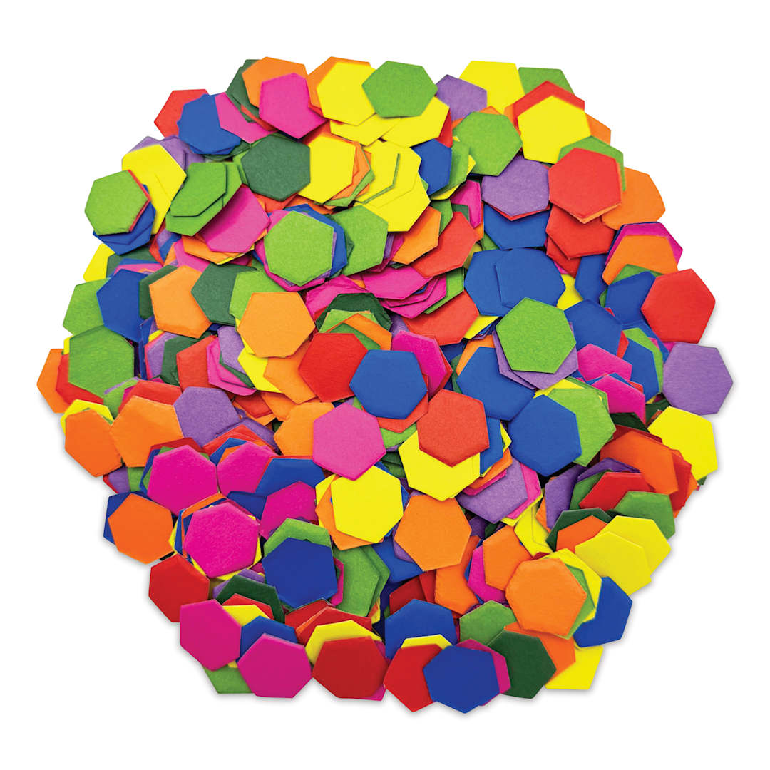 Open in modal - Roylco Mosaic Paper Hexagons - 1/2" x 1/2", Assorted Colors, Pkg of 2000 - in hexagon shape