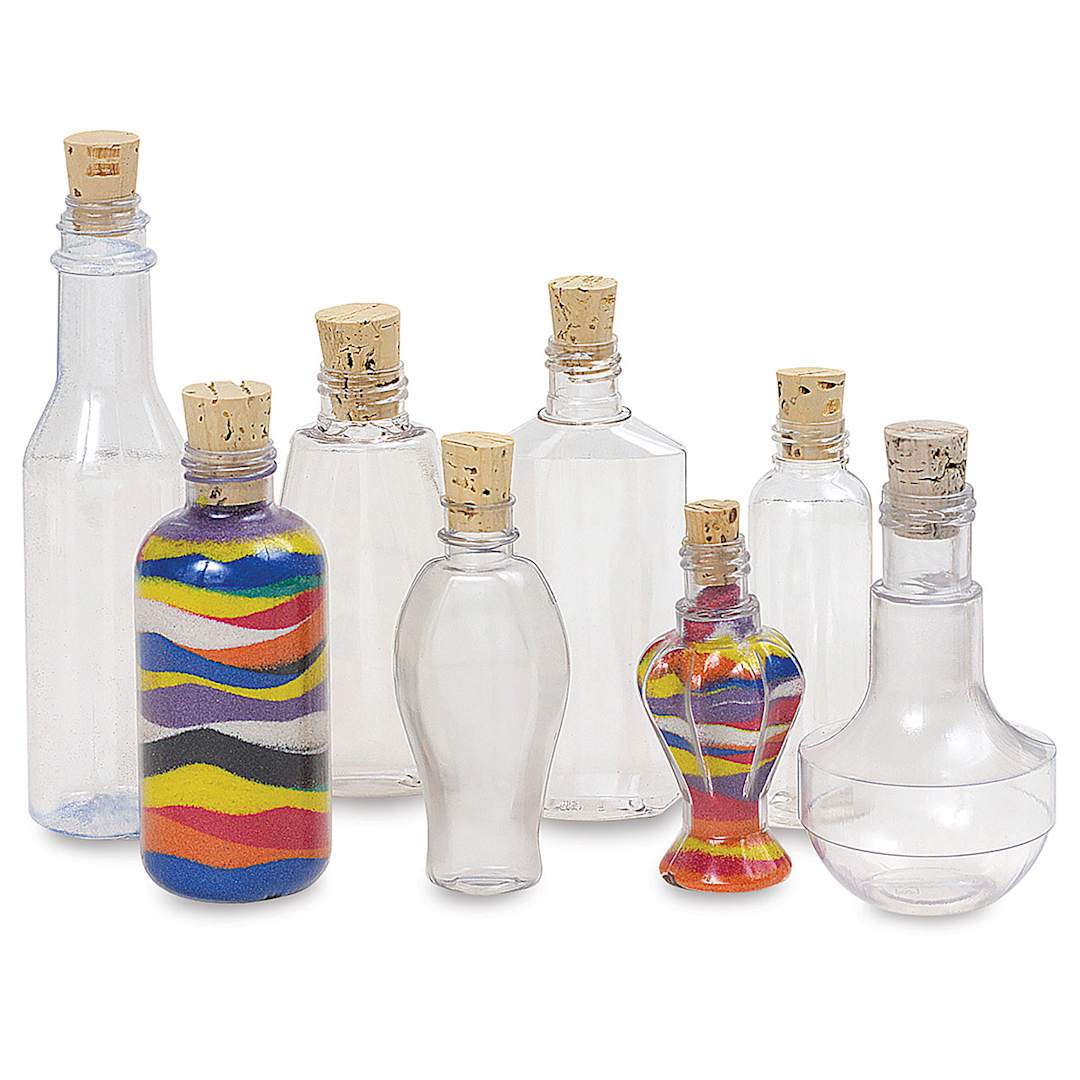 Open in modal - Sand Art Bottles - Small Bottle Assortment, Pkg of 8 - with two bottles full of sand (not included)