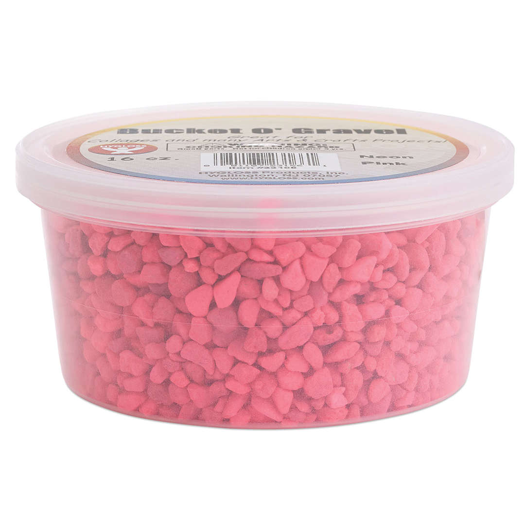Open in modal - Hygloss Bucket O' Gravel - Side view of Tub of Neon Pink Gravel