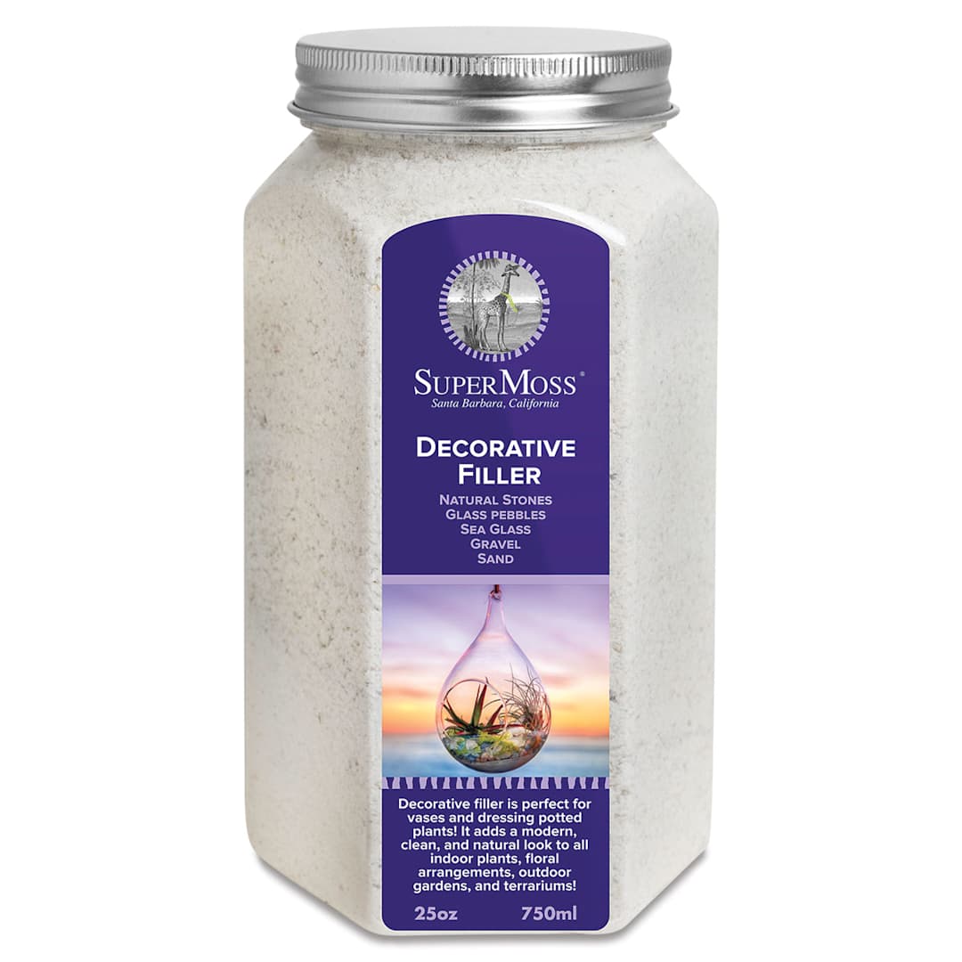 Open in modal - SuperMoss Decorative Sand - Front of 25 oz Jar of White Sand
