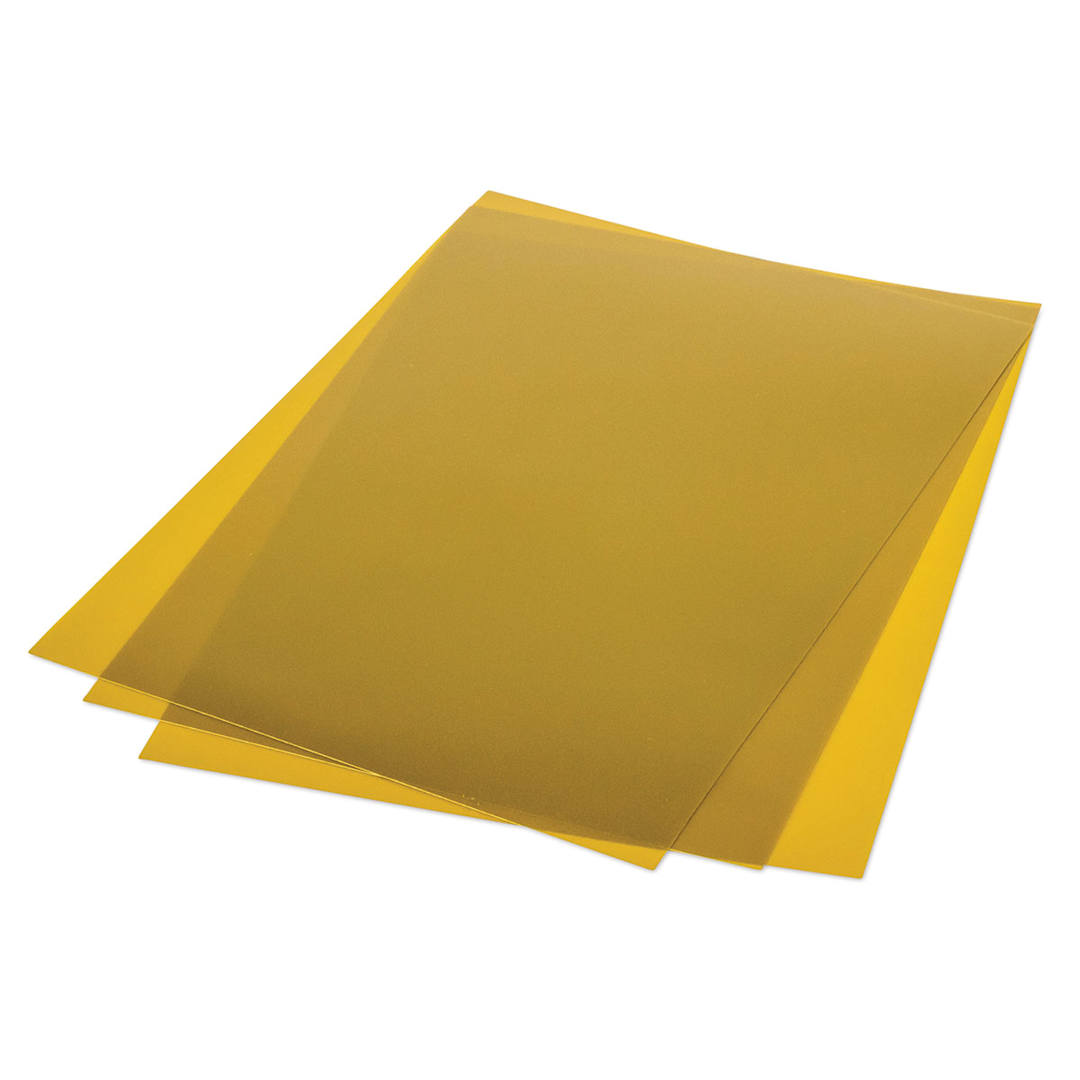 Open in modal - Grafix Metallic Shrink Film - Angled view of Gold sheets