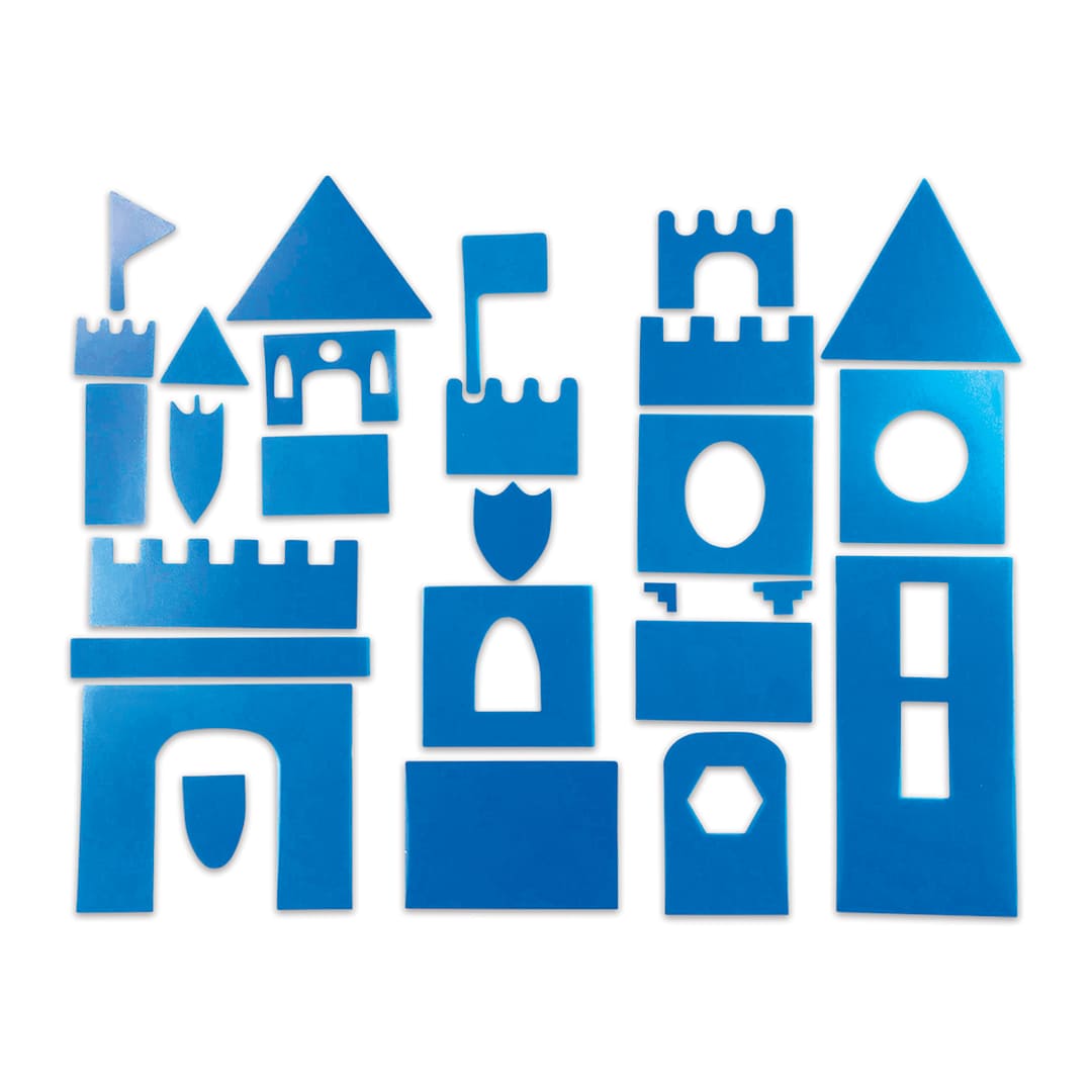 Open in modal - Roylco Create-A-Castle Rubbing Plate Set - 27 stencils shown