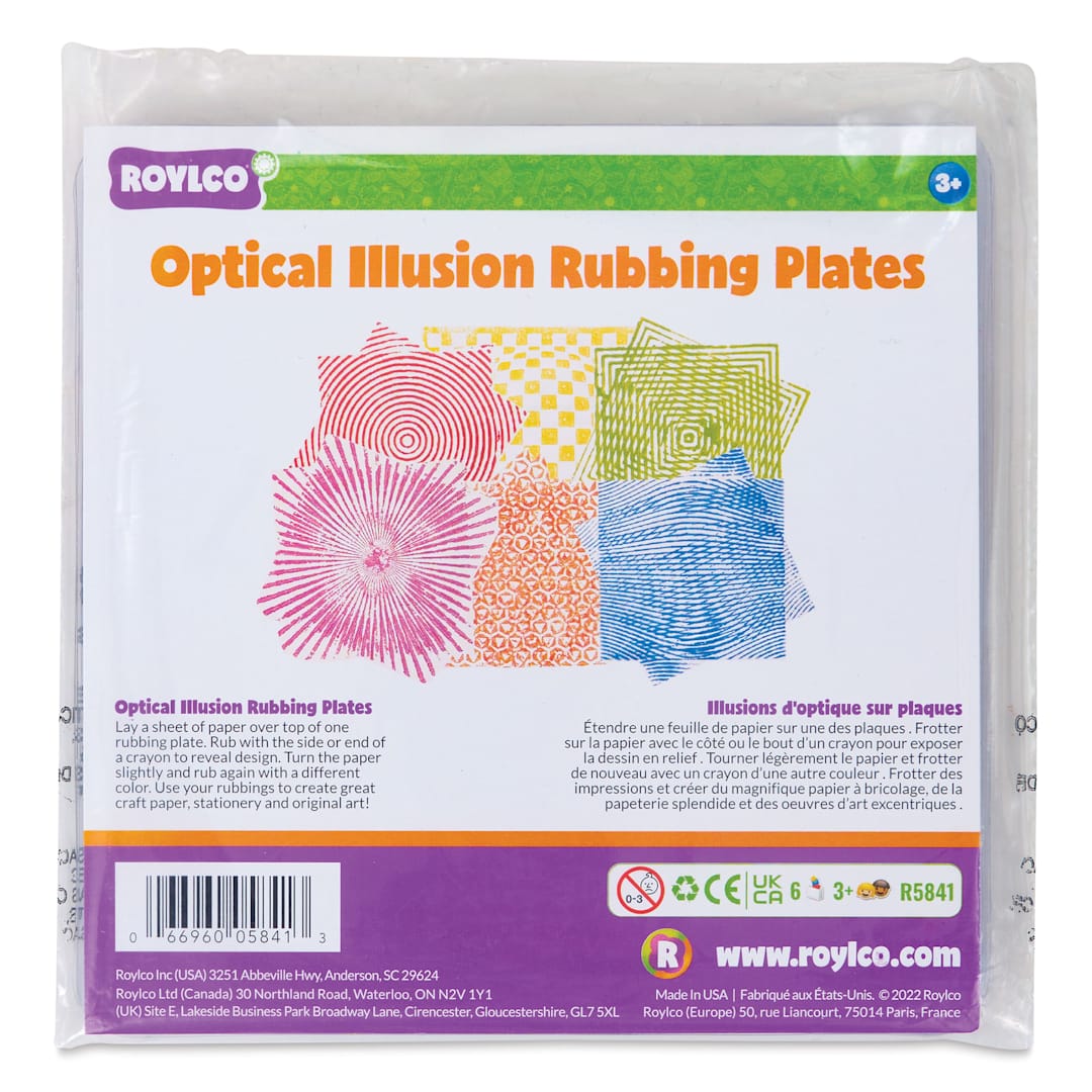 Open in modal - Roylco Rubbing Plates - Optical Illusions, Set of 6, front of the packaging