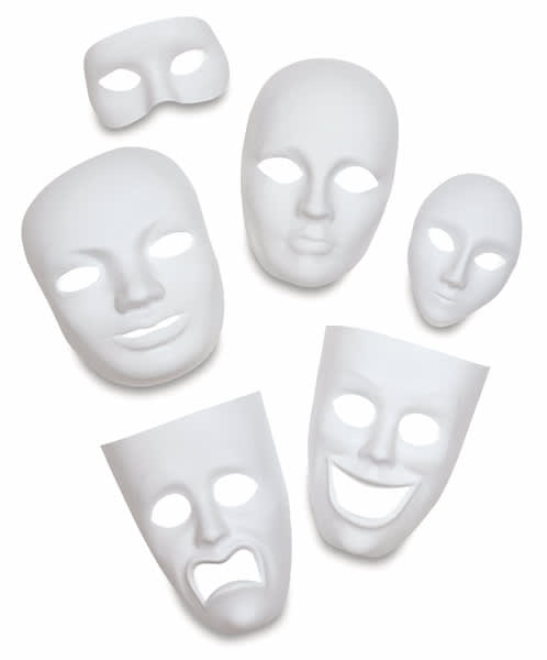 Open in modal - Creativity Street Plastic Face Masks - Several plastic Face Masks shown
