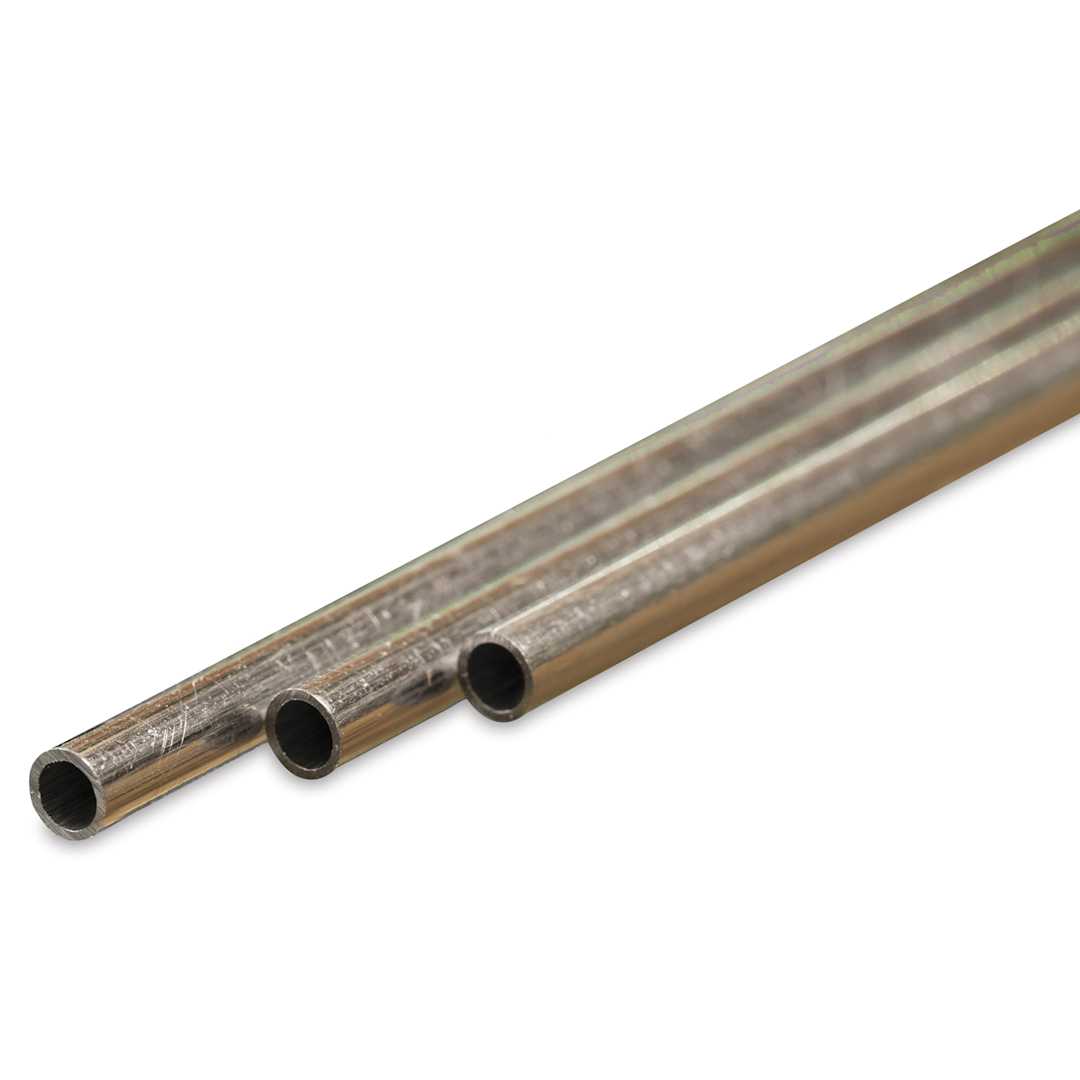 Open in modal - K&S Metal Tubing - Aluminum, Round, 3/32" Diameter, 12", Pkg of 3 - close-up of ends