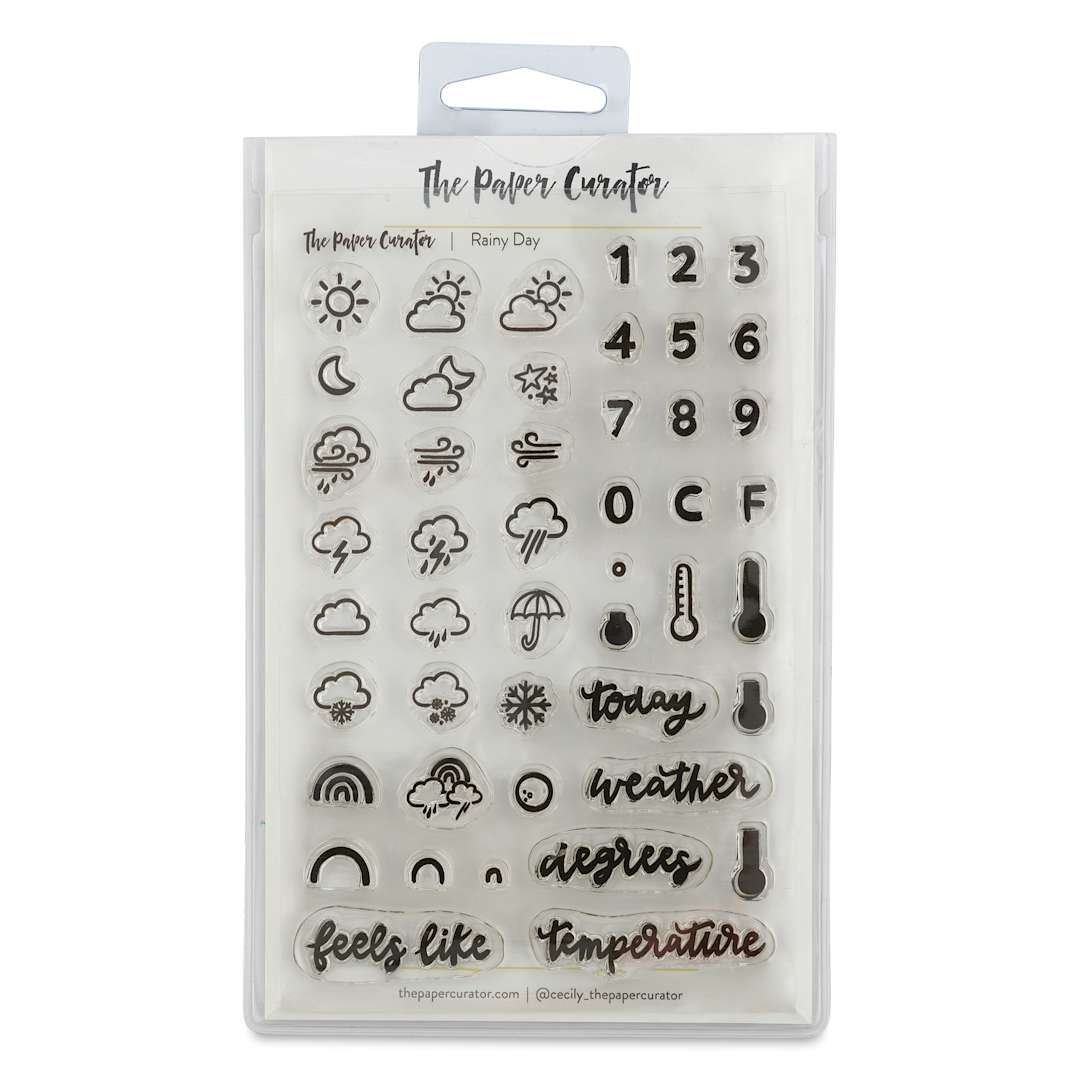 Open in modal - The Paper Curator Clear Stamp Set - Rainy Day, front of package