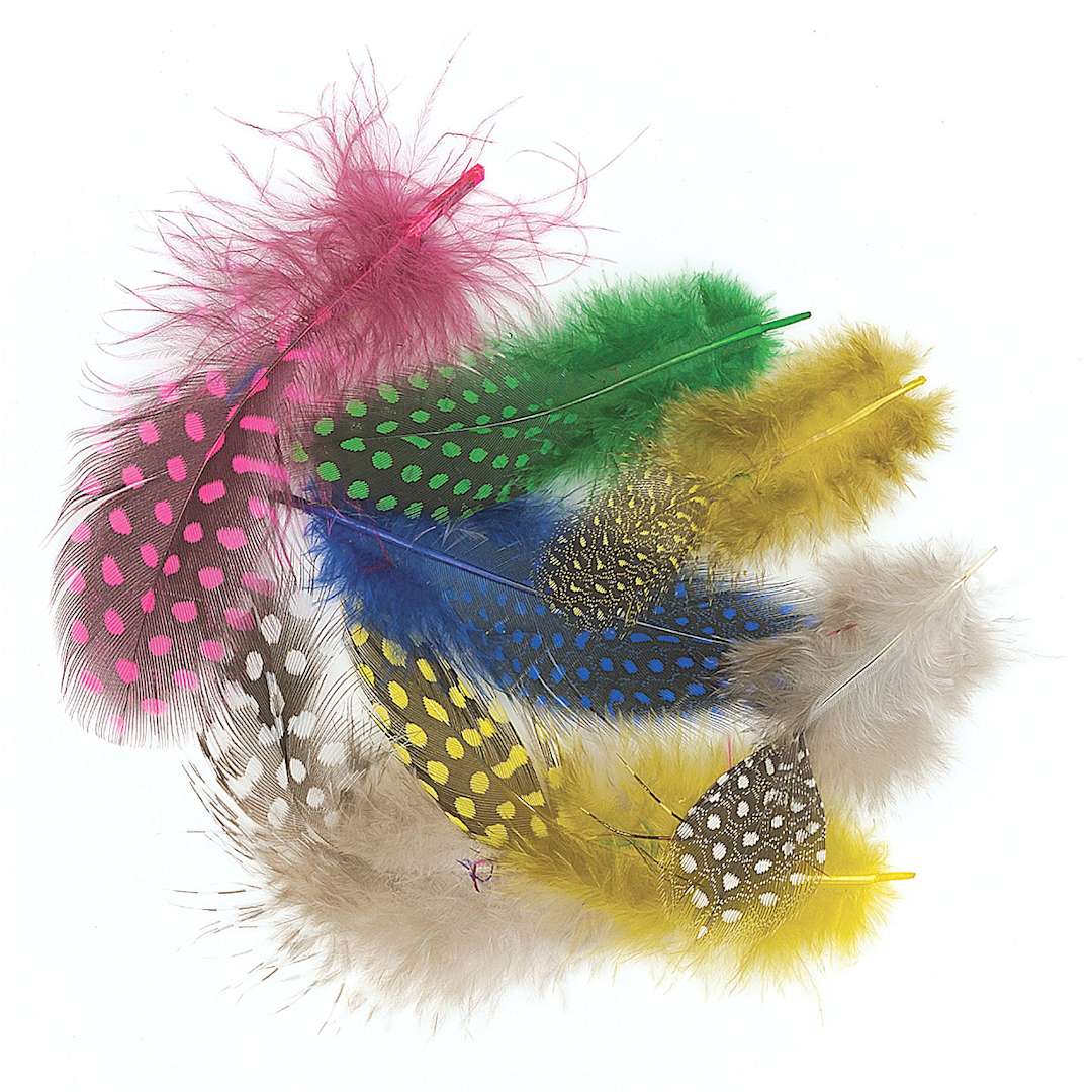 Open in modal - Spotted Guinea Feathers - Multicolored feathers in pile
