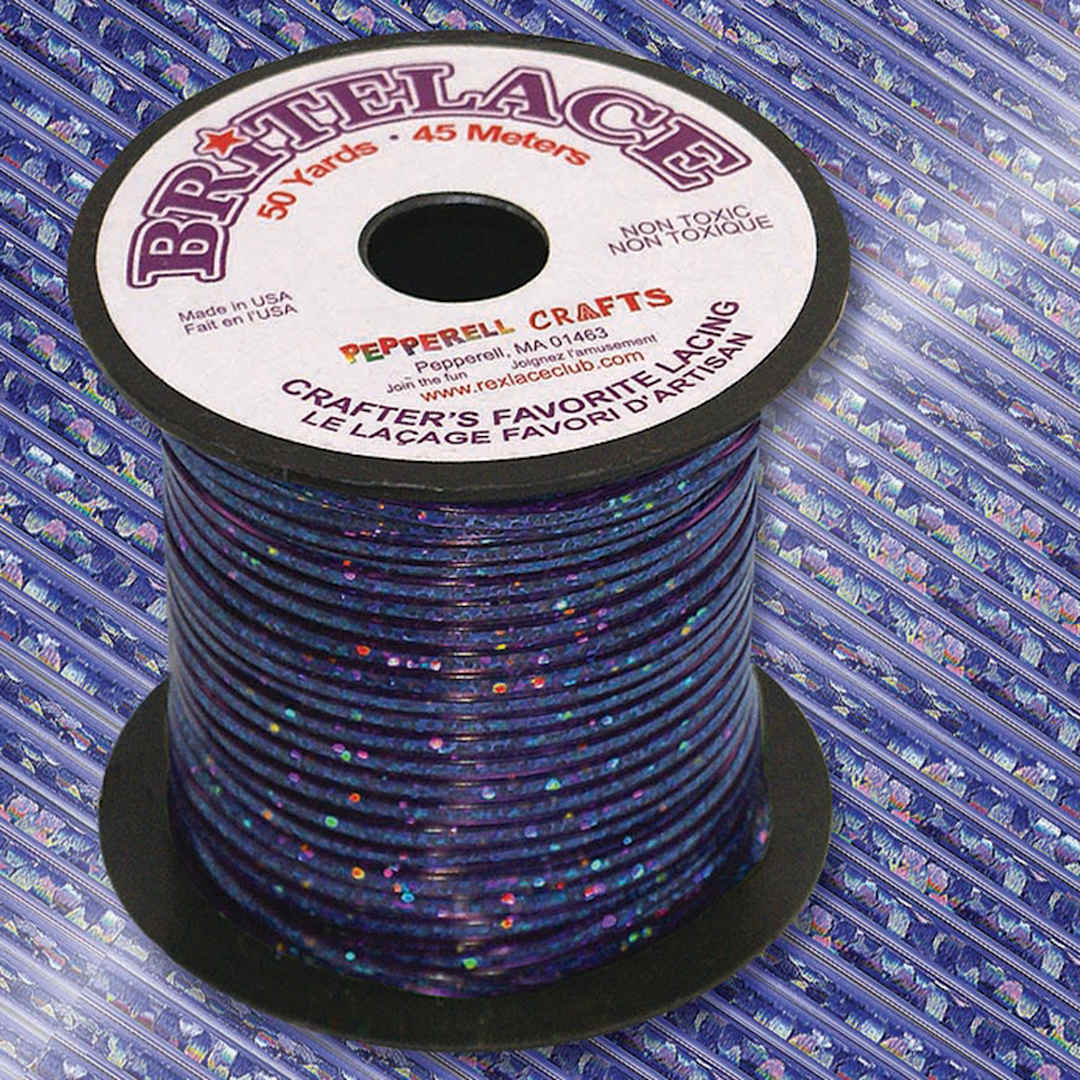 Open in modal - Pepperell Rexlace Britelace Holographic Plastic Lacing - 50 yards, Blue Holographic