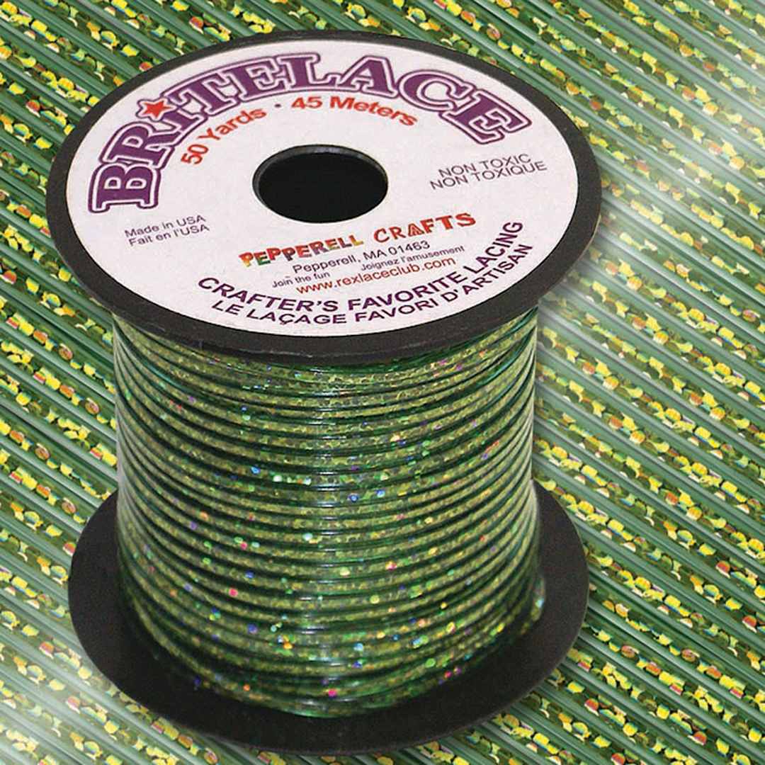 Open in modal - Pepperell Rexlace Britelace Holographic Plastic Lacing - 50 yards, Green Holographic