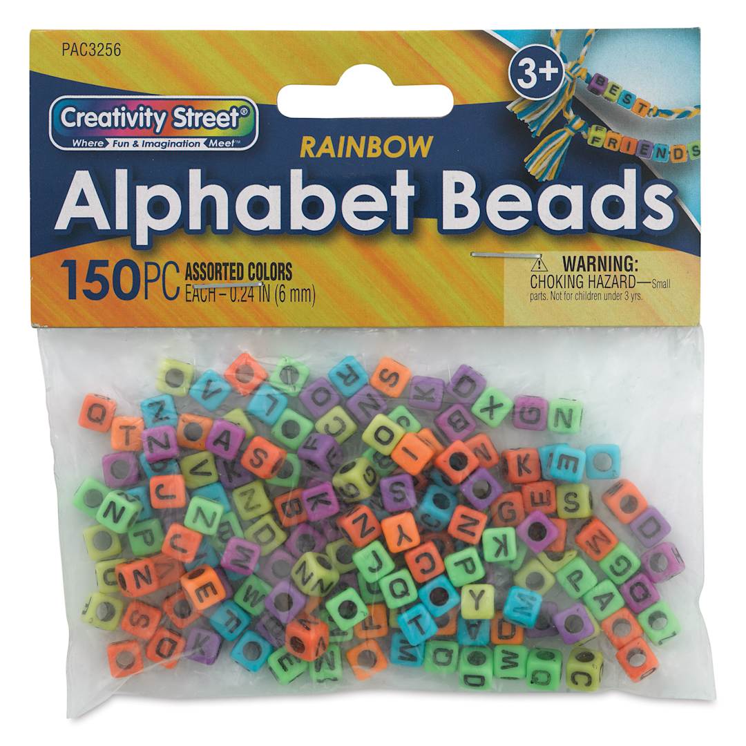 Open in modal - Creativity Street Plastic Alphabet Beads - Rainbow, Pkg of 150, front of the packaging
