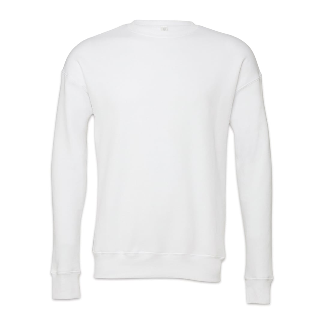 Open in modal - Bella + Canvas Unisex Sponge Fleece Drop Shoulder Sweatshirt - White, Large