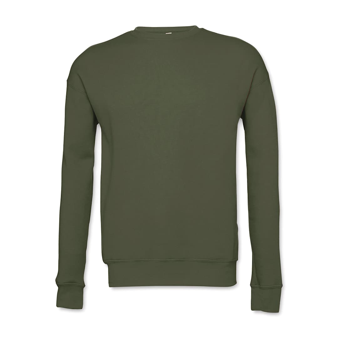 Open in modal - Bella + Canvas Unisex Sponge Fleece Drop Shoulder Sweatshirt - Military Green, X-Small - front