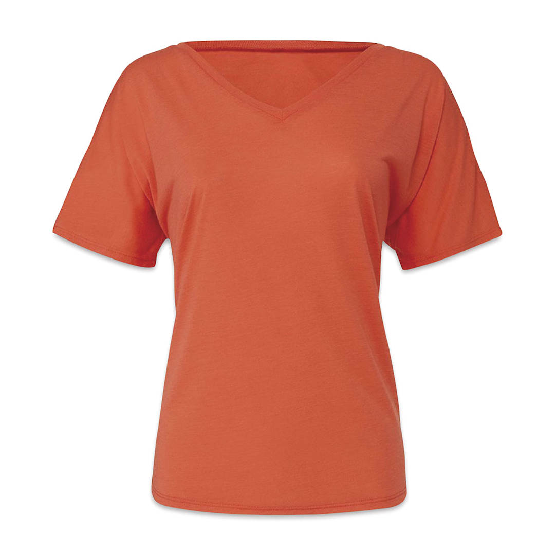 Open in modal - Bella + Canvas Slouchy V-neck T-shirt - Coral, Small - front