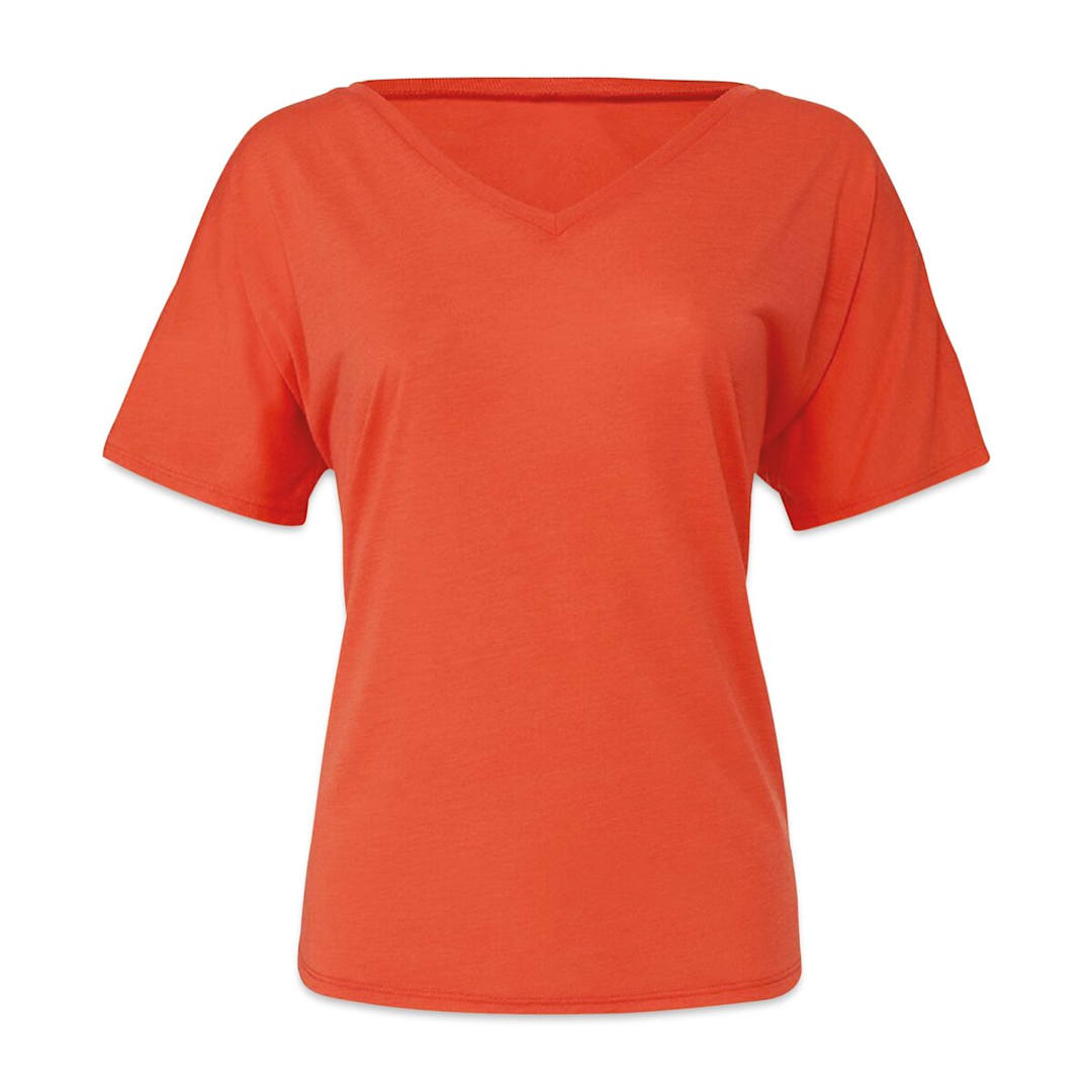 Open in modal - Bella + Canvas Slouchy V-neck T-shirt - Coral, X-Large