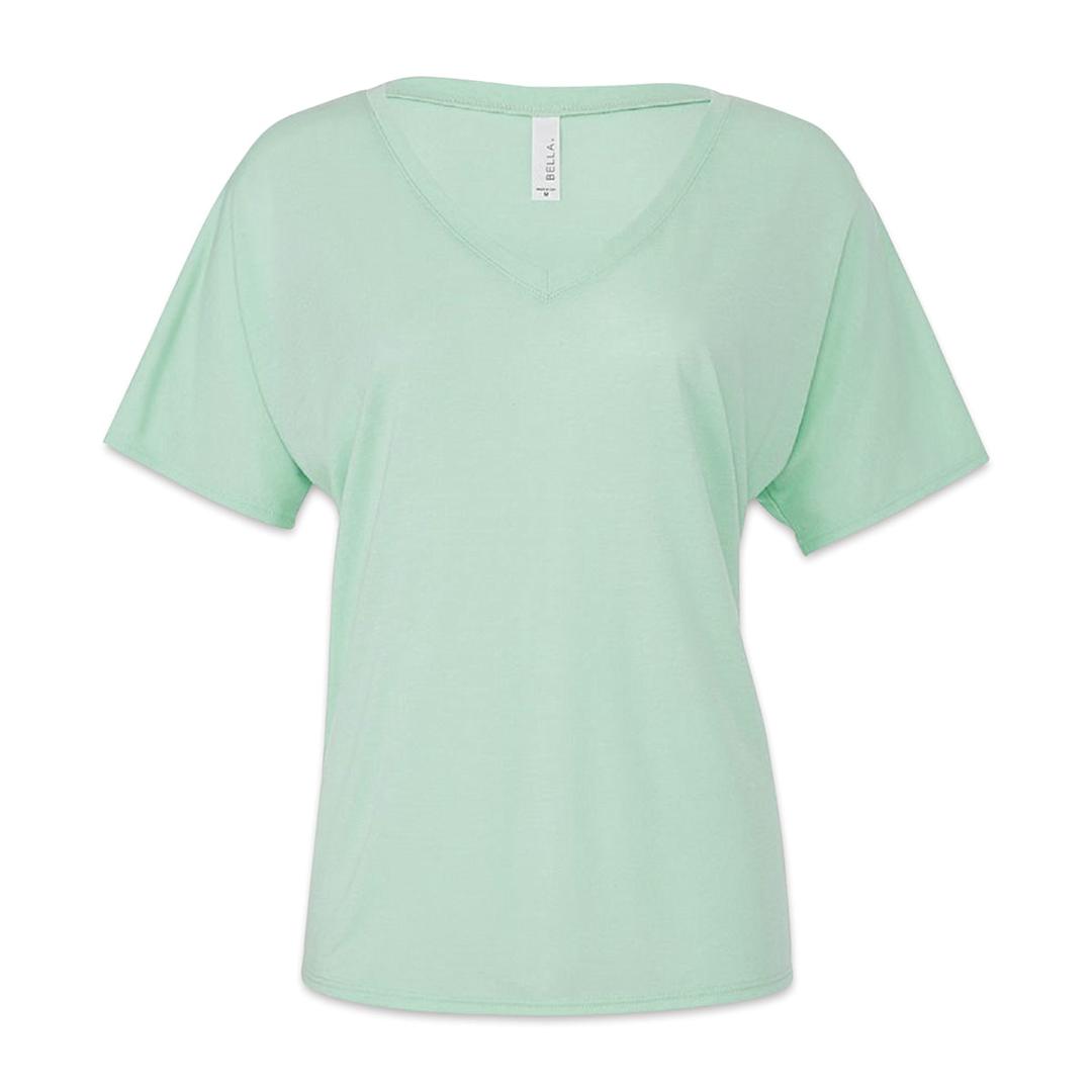 Open in modal - Bella + Canvas Slouchy V-neck T-shirt - Mint, Small - front